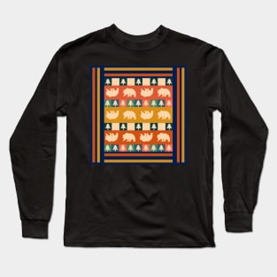 Multicolored winter pattern with bears Long Sleeve T-Shirt